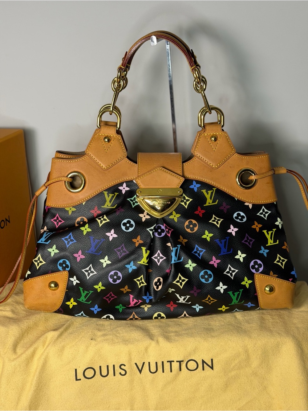 Louis Vuitton Ursula MM Multicolore Black Monogram Shoulder Bag w/ Dust Bag
